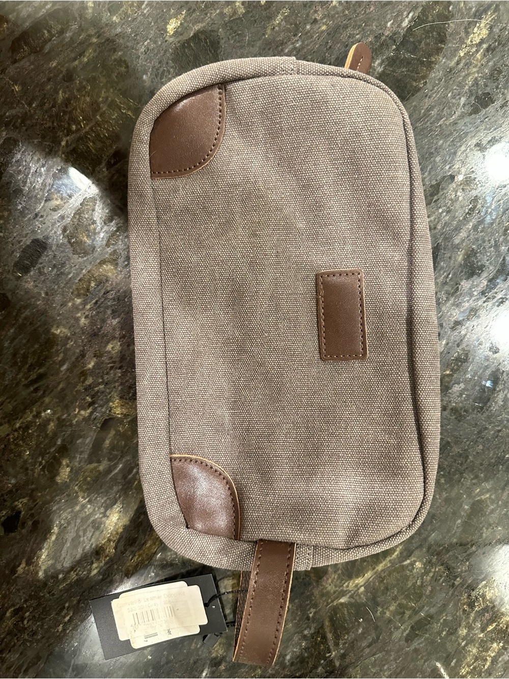 Classic Brown Canvas Toiletry Bag for Men - Slim Travel Dopp Kit